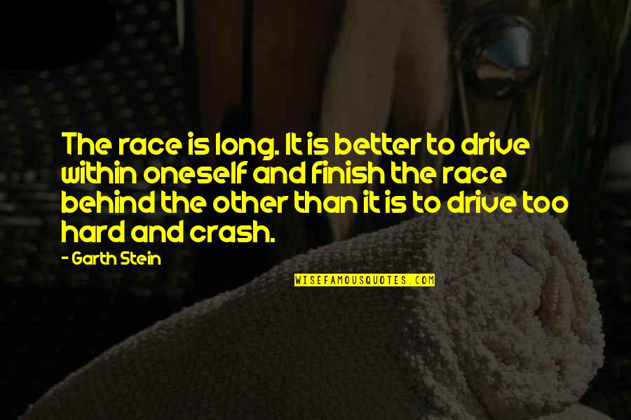 Stein Drive Quotes By Garth Stein: The race is long. It is better to Stein Drive Quotes By Garth Stein: The race is long. It is better to