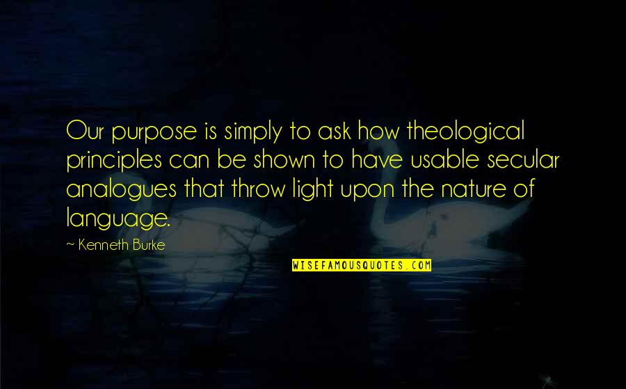 Steinkrauss Obituary Quotes By Kenneth Burke: Our purpose is simply to ask how theological