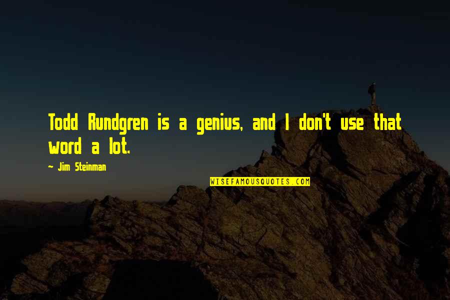 Steinman Quotes By Jim Steinman: Todd Rundgren is a genius, and I don't Steinman Quotes By Jim Steinman: Todd Rundgren is a genius, and I don't