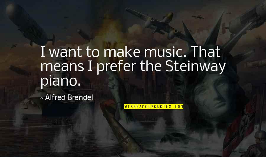 Steinway Piano Quotes By Alfred Brendel: I want to make music. That means I