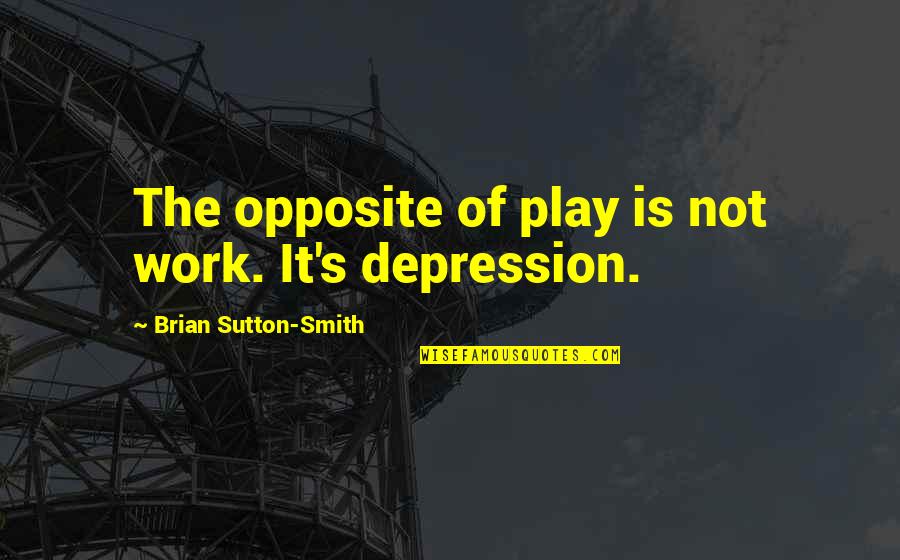 Stella Zinman Quotes By Brian Sutton-Smith: The opposite of play is not work. It's