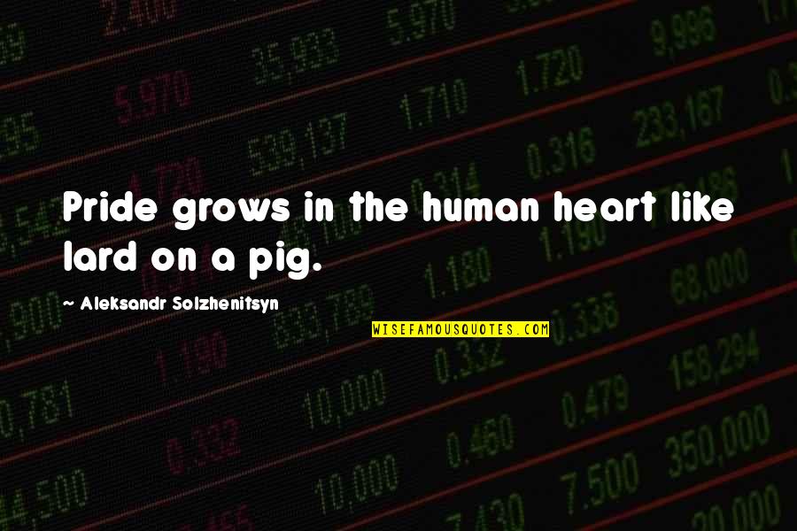 Stemmann Technik Quotes By Aleksandr Solzhenitsyn: Pride grows in the human heart like lard Stemmann Technik Quotes By Aleksandr Solzhenitsyn: Pride grows in the human heart like lard