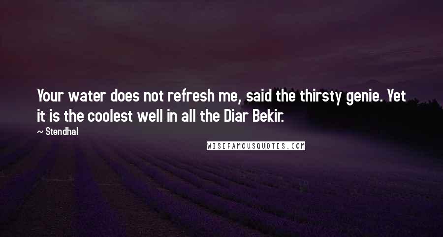 Stendhal quotes: Your water does not refresh me, said the thirsty genie. Yet it is the coolest well in all the Diar Bekir.