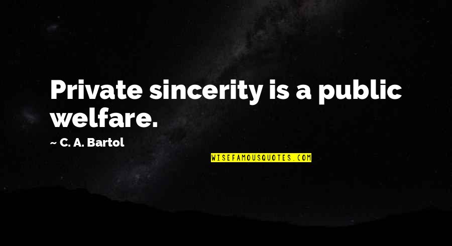 Step Edit Quotes By C. A. Bartol: Private sincerity is a public welfare.