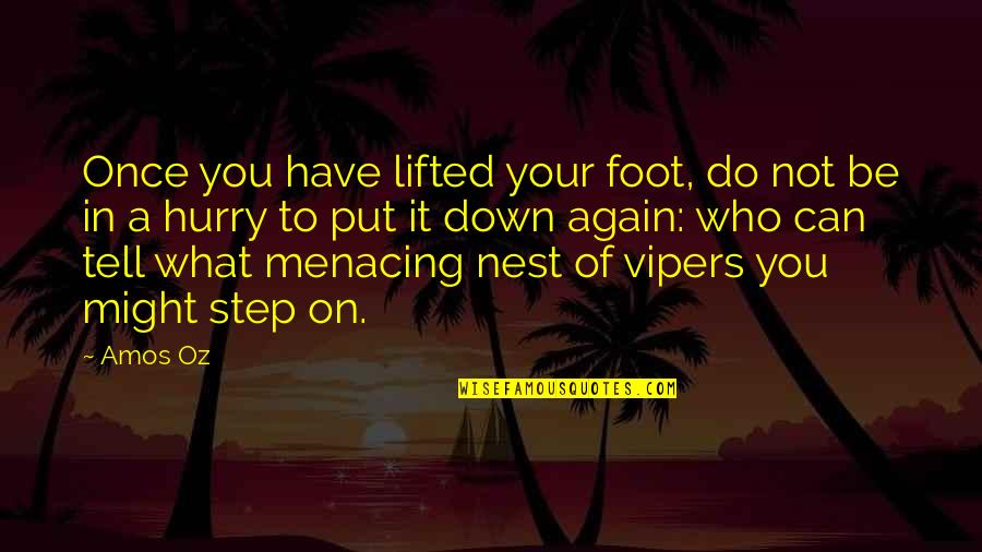 Step Up Or Step Down Quotes By Amos Oz: Once you have lifted your foot, do not