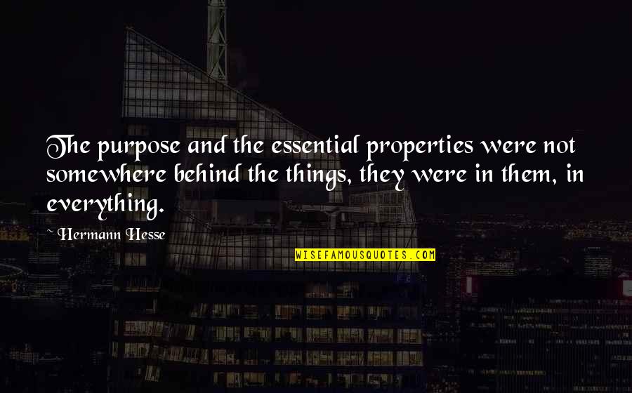 Stepanovich Titov Quotes By Hermann Hesse: The purpose and the essential properties were not Stepanovich Titov Quotes By Hermann Hesse: The purpose and the essential properties were not