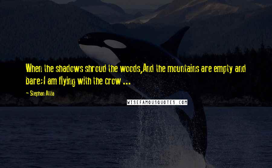 Stephan Attia quotes: When the shadows shroud the woods,And the mountains are empty and bare;I am flying with the crow ...