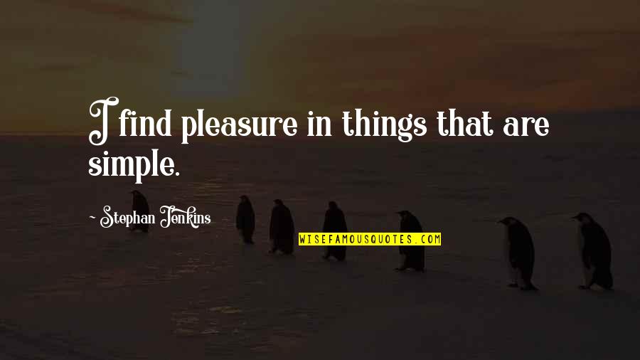 Stephan Jenkins Quotes By Stephan Jenkins: I find pleasure in things that are simple.