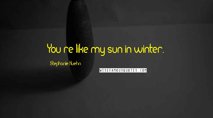 Stephanie Kuehn quotes: You're like my sun in winter.