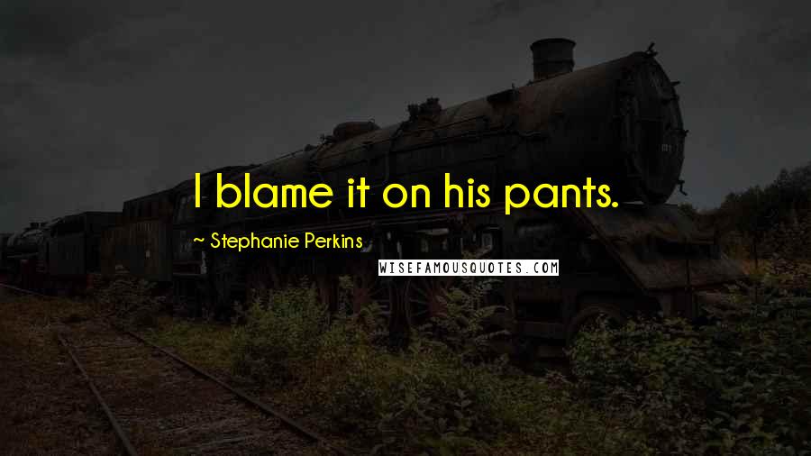 Stephanie Perkins quotes: I blame it on his pants.