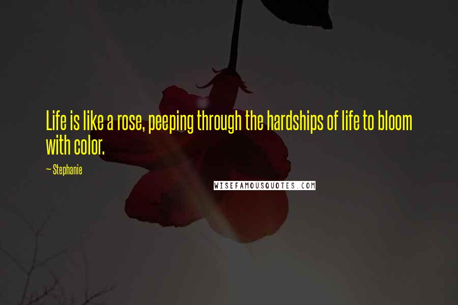 Stephanie quotes: Life is like a rose, peeping through the hardships of life to bloom with color.