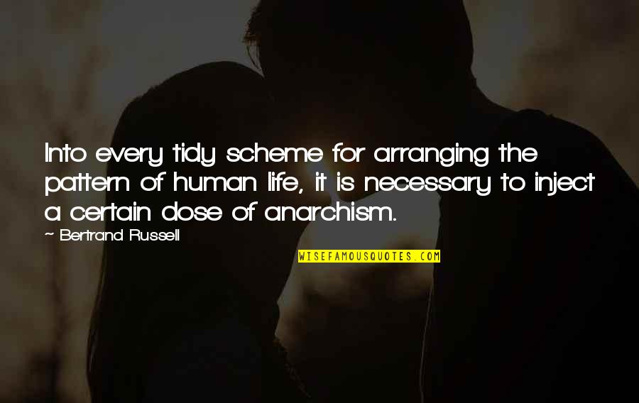 Stephanie Snyder Quotes By Bertrand Russell: Into every tidy scheme for arranging the pattern Stephanie Snyder Quotes By Bertrand Russell: Into every tidy scheme for arranging the pattern