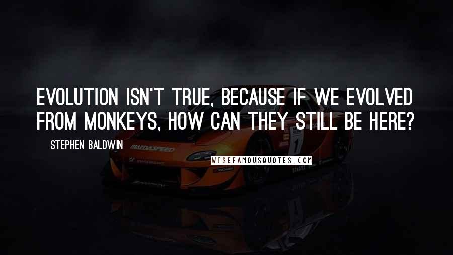 Stephen Baldwin quotes: Evolution isn't true, because if we evolved from monkeys, how can they still be here?