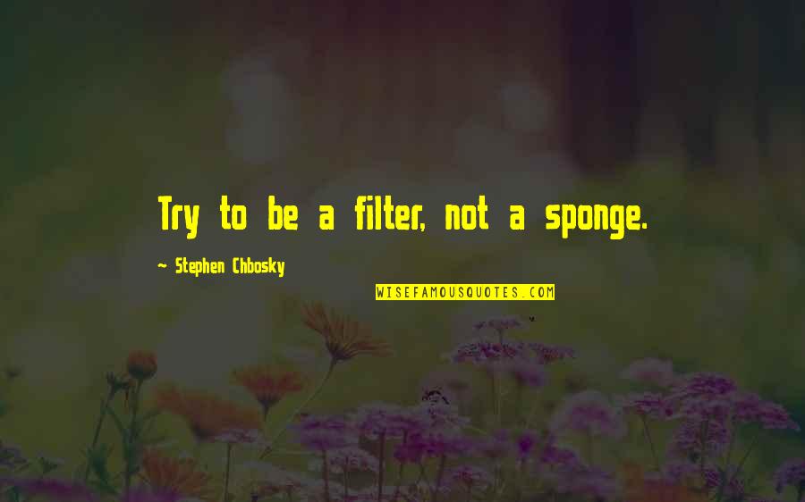 Stephen Chbosky Quotes By Stephen Chbosky: Try to be a filter, not a sponge.