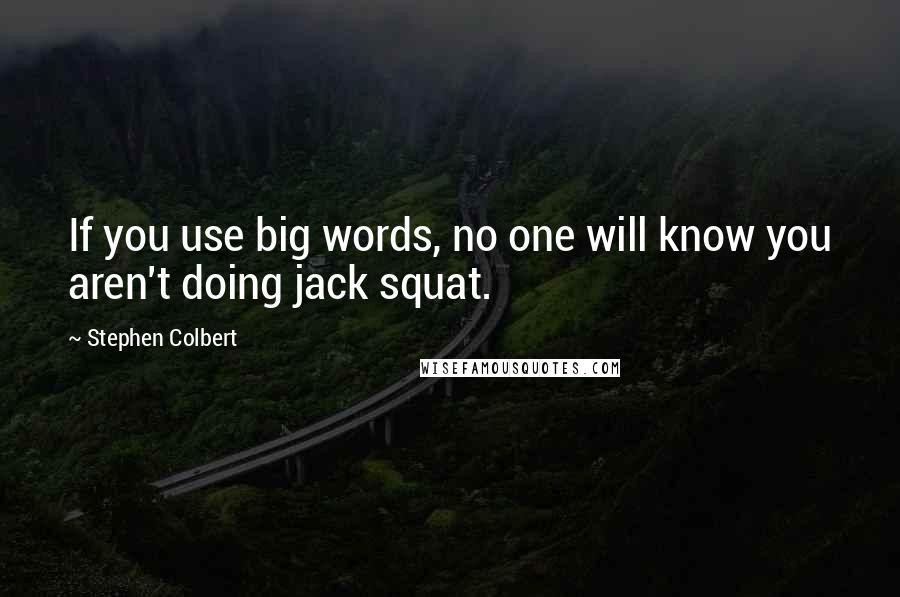 Stephen Colbert quotes: If you use big words, no one will know you aren't doing jack squat.