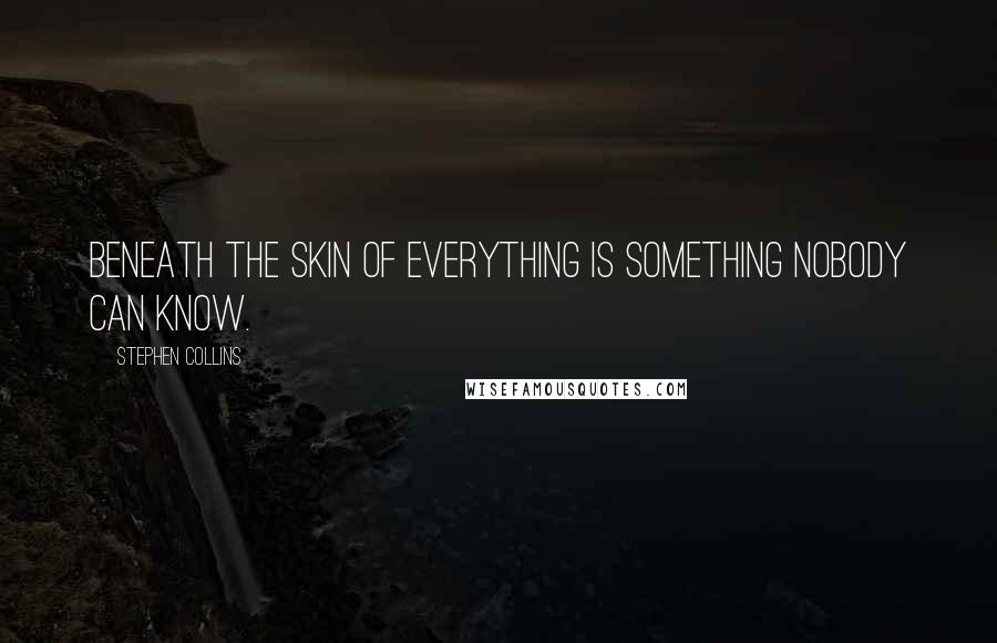 Stephen Collins quotes: Beneath the skin of everything is something nobody can know.