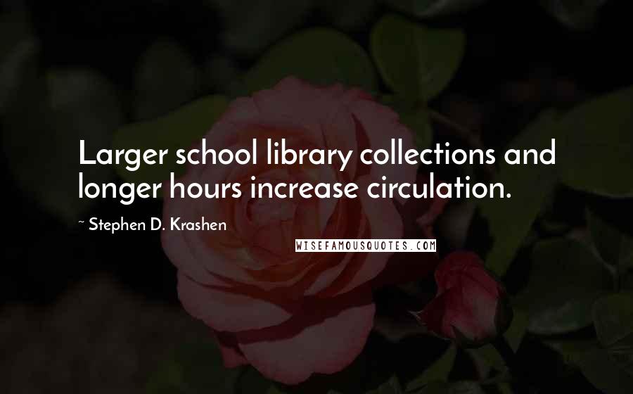 Stephen D. Krashen quotes: Larger school library collections and longer hours increase circulation.