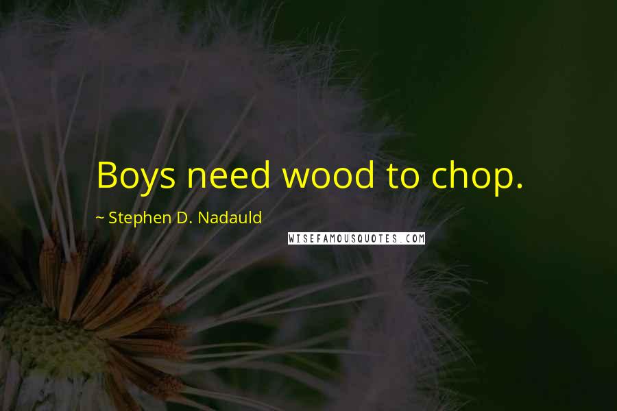 Stephen D. Nadauld quotes: Boys need wood to chop.