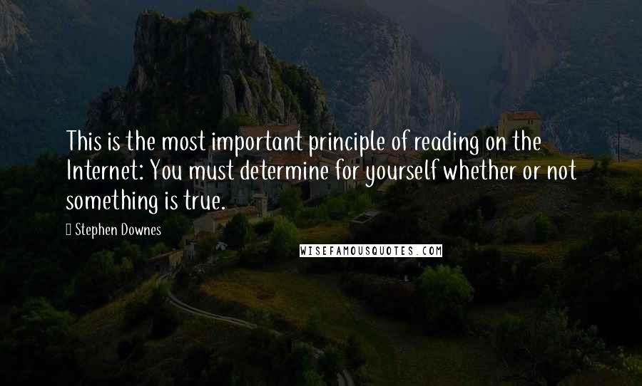 Stephen Downes quotes: This is the most important principle of reading on the Internet: You must determine for yourself whether or not something is true.