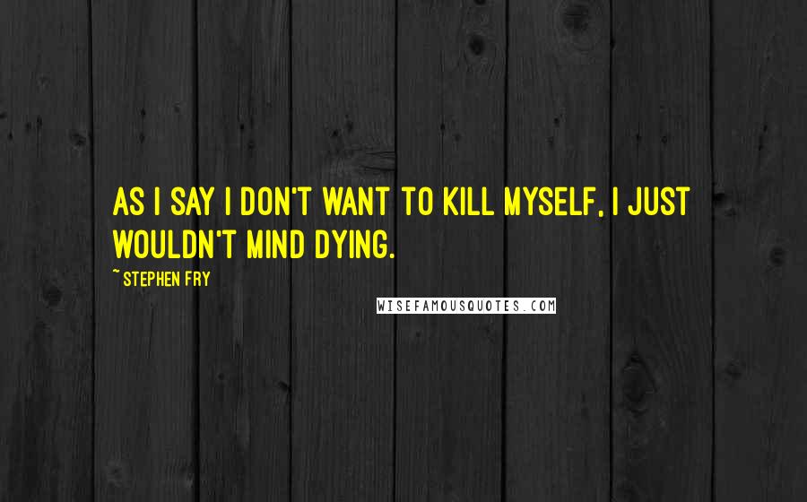 Stephen Fry quotes: As I say I don't want to kill myself, I just wouldn't mind dying.
