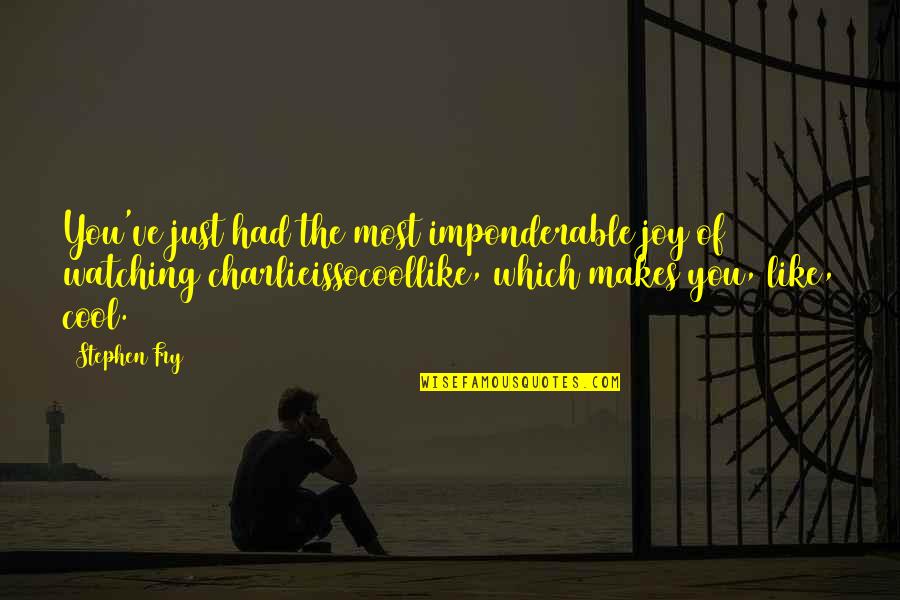 Stephen Fry Quotes By Stephen Fry: You've just had the most imponderable joy of