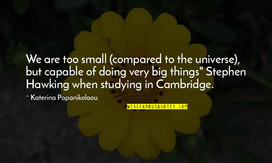 Stephen Hawking Best Quotes By Katerina Papanikolaou: We are too small (compared to the universe),