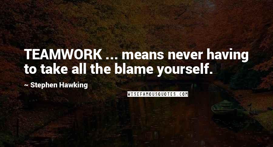 Stephen Hawking quotes: TEAMWORK ... means never having to take all the blame yourself.