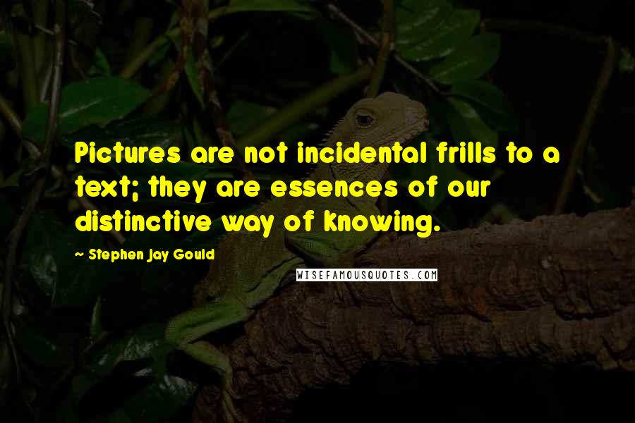 Stephen Jay Gould quotes: Pictures are not incidental frills to a text; they are essences of our distinctive way of knowing.