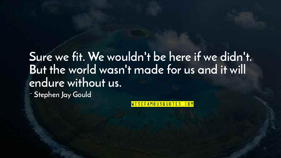 Stephen Jay Gould Quotes By Stephen Jay Gould: Sure we fit. We wouldn't be here if