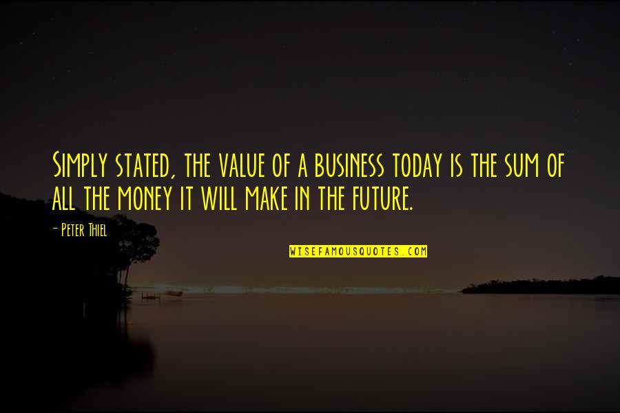 Stephen King Short Quotes By Peter Thiel: Simply stated, the value of a business today Stephen King Short Quotes By Peter Thiel: Simply stated, the value of a business today