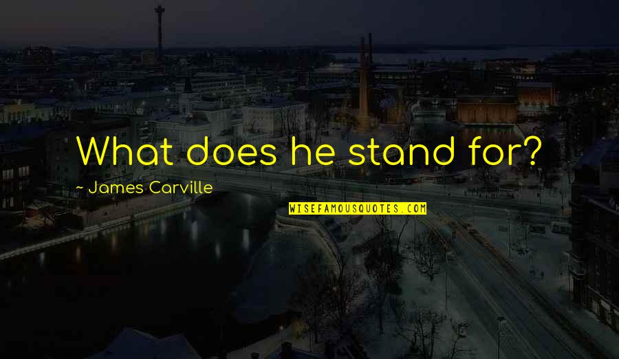 Stephen Mcneil Quotes By James Carville: What does he stand for?