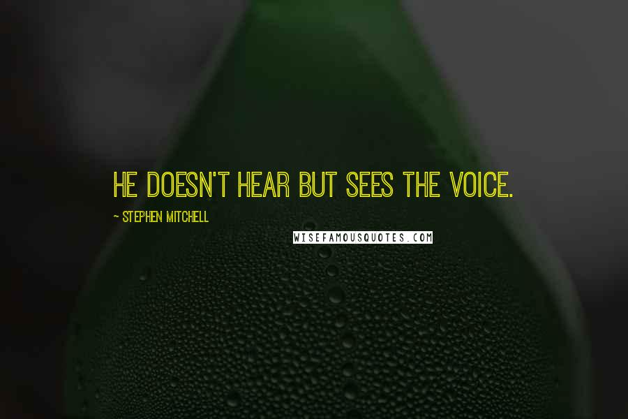 Stephen Mitchell quotes: He doesn't hear but sees the Voice.