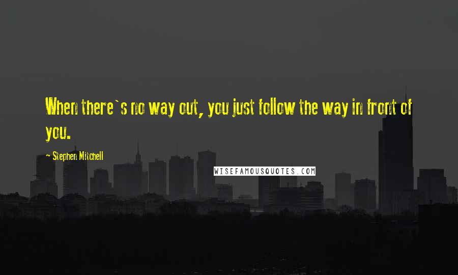 Stephen Mitchell quotes: When there's no way out, you just follow the way in front of you.