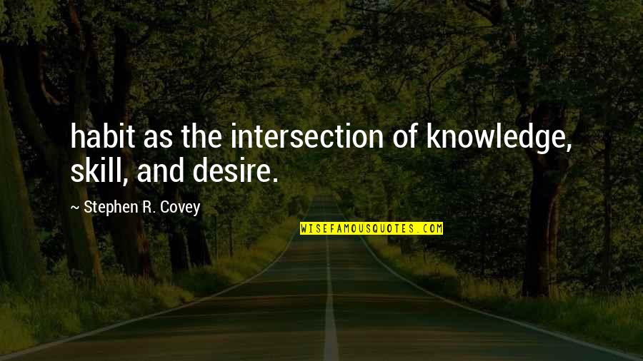 Stephen R Covey Quotes By Stephen R. Covey: habit as the intersection of knowledge, skill, and Stephen R Covey Quotes By Stephen R. Covey: habit as the intersection of knowledge, skill, and