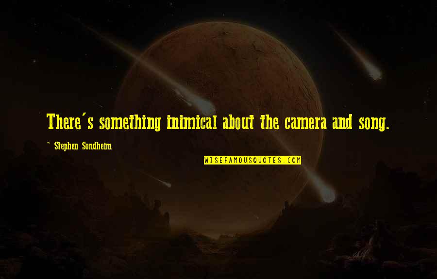 Stephen Sondheim Quotes By Stephen Sondheim: There's something inimical about the camera and song. Stephen Sondheim Quotes By Stephen Sondheim: There's something inimical about the camera and song.