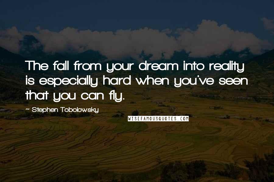 Stephen Tobolowsky quotes: The fall from your dream into reality is especially hard when you've seen that you can fly.