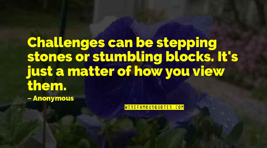 Stepping Stones Quotes By Anonymous: Challenges can be stepping stones or stumbling blocks.