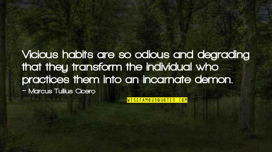 Stepping Stones With Inspirational Quotes By Marcus Tullius Cicero: Vicious habits are so odious and degrading that