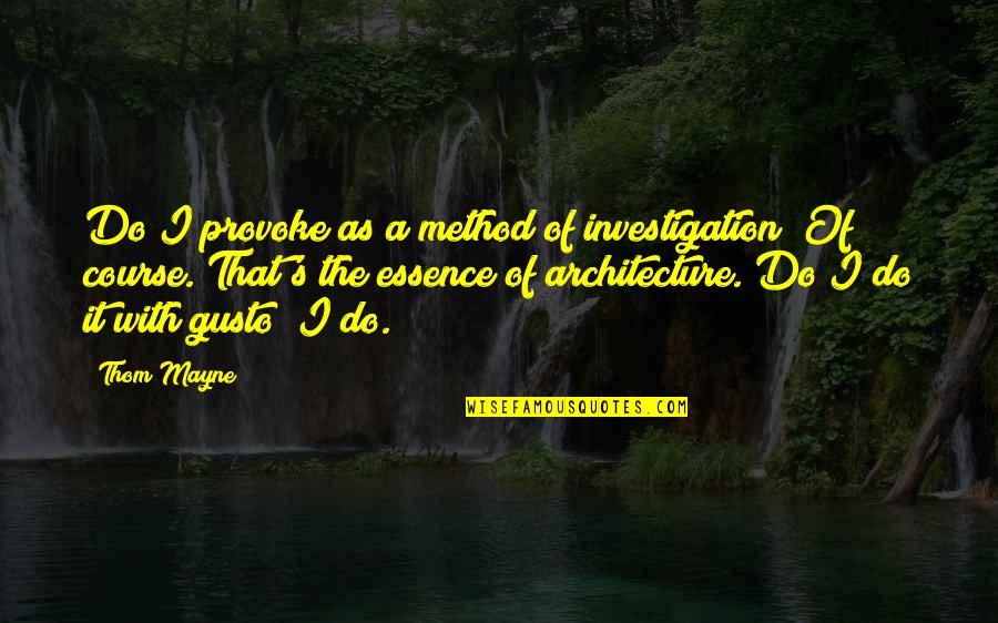 Sterckx En Quotes By Thom Mayne: Do I provoke as a method of investigation?