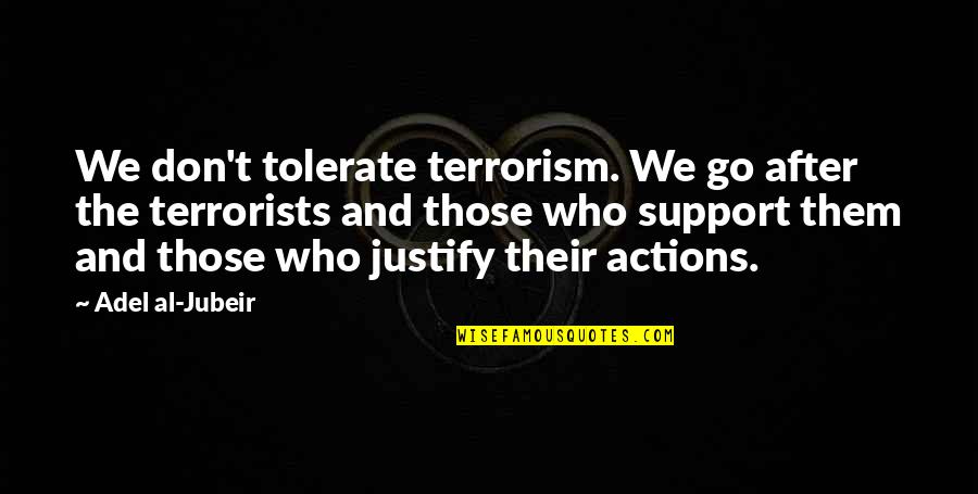 Stereochemistry Quotes By Adel Al-Jubeir: We don't tolerate terrorism. We go after the