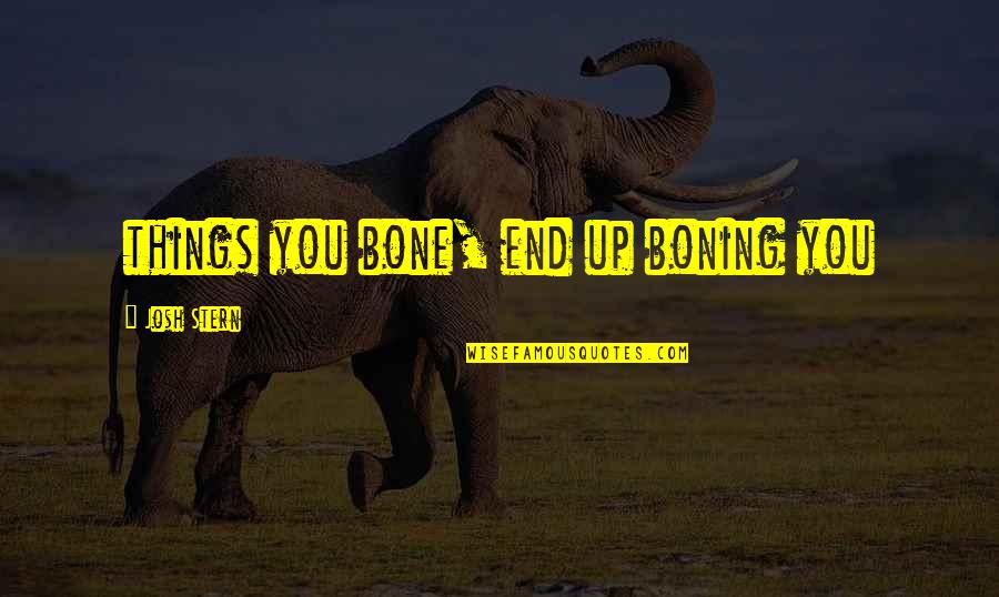 Stern Quotes By Josh Stern: things you bone, end up boning you