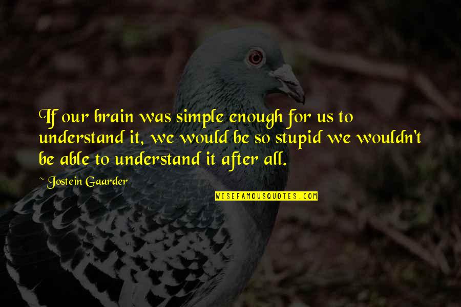 Sternenberg Krohn Quotes By Jostein Gaarder: If our brain was simple enough for us Sternenberg Krohn Quotes By Jostein Gaarder: If our brain was simple enough for us