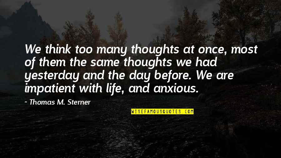 Sterner Quotes By Thomas M. Sterner: We think too many thoughts at once, most
