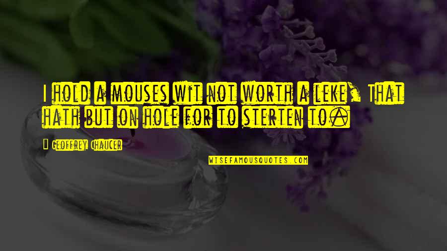 Sterten Quotes By Geoffrey Chaucer: I hold a mouses wit not worth a