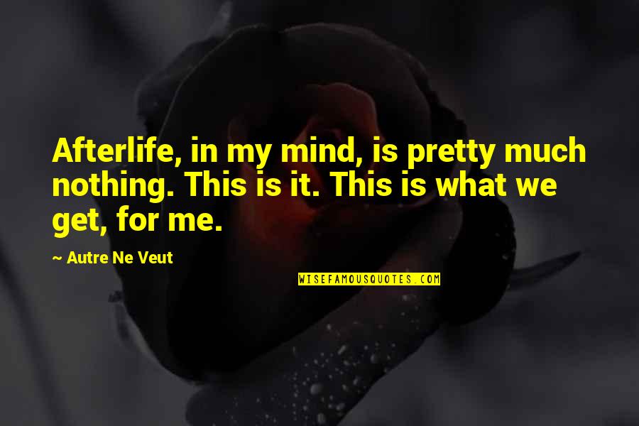 Stessman Md Quotes By Autre Ne Veut: Afterlife, in my mind, is pretty much nothing. Stessman Md Quotes By Autre Ne Veut: Afterlife, in my mind, is pretty much nothing.