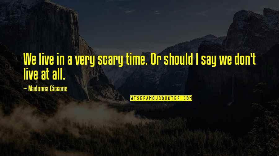 Stetten Germany Quotes By Madonna Ciccone: We live in a very scary time. Or