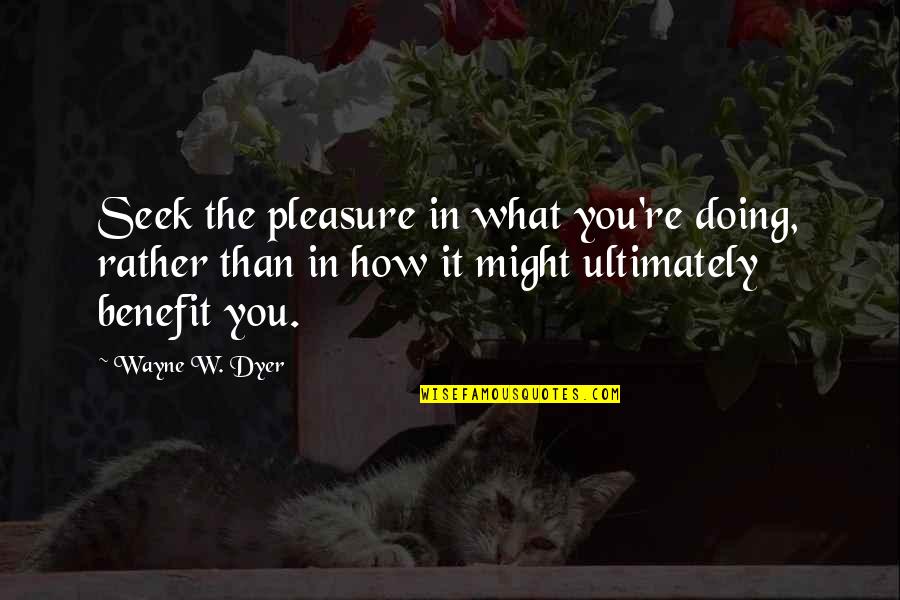 Steuben Quotes By Wayne W. Dyer: Seek the pleasure in what you're doing, rather