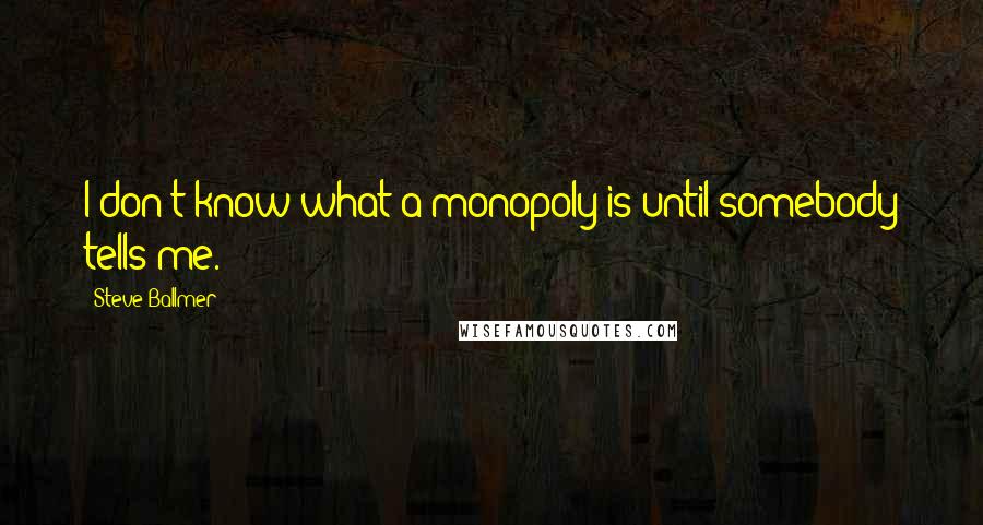 Steve Ballmer quotes: I don't know what a monopoly is until somebody tells me.