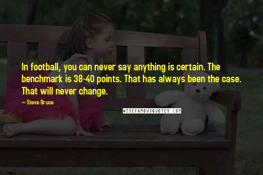 Steve Bruce quotes: In football, you can never say anything is certain. The benchmark is 38-40 points. That has always been the case. That will never change.