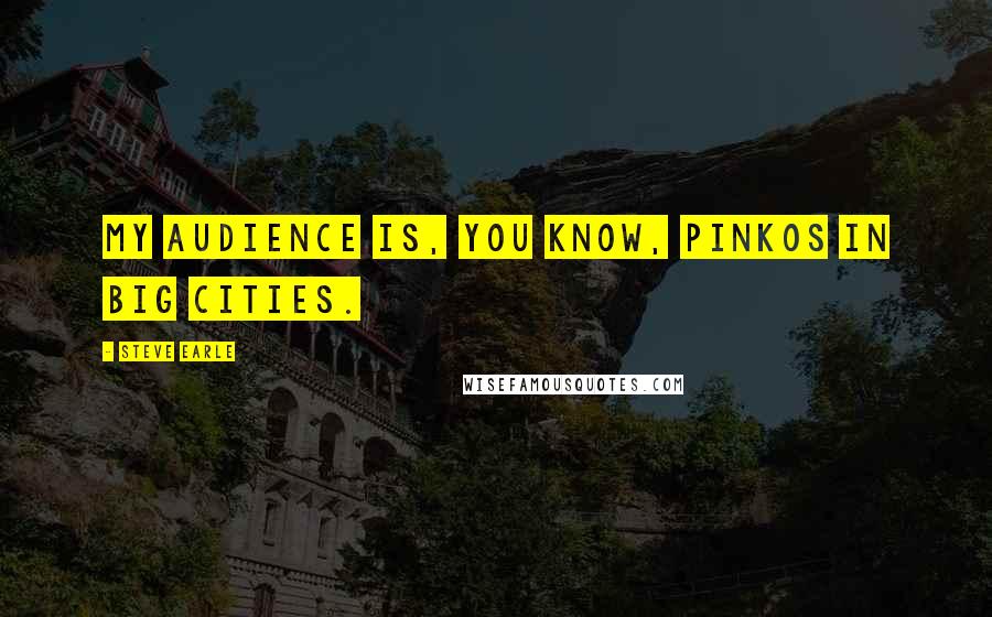 Steve Earle quotes: My audience is, you know, pinkos in big cities.